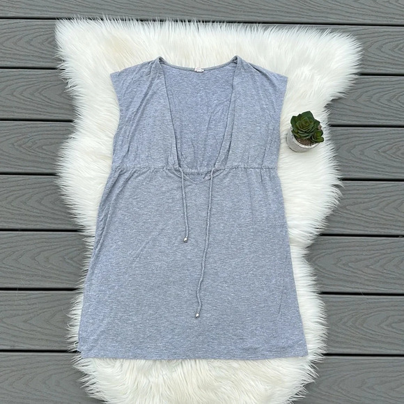 Merona grey side slit elastic waist deep v swim cover up - Picture 1 of 6